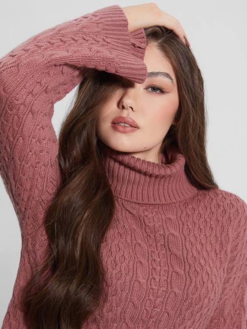 GUESS suéter wendi de ochos con cuello alto mujer 0P8X1423 malva antiguo vestir