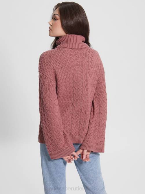 GUESS suéter wendi de ochos con cuello alto mujer 0P8X1423 malva antiguo vestir