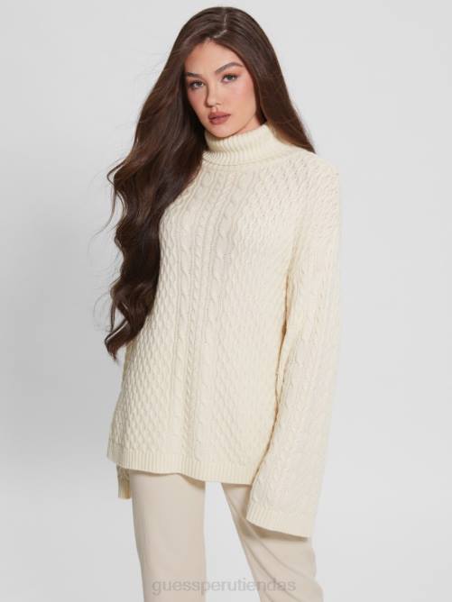 GUESS suéter wendi de ochos con cuello alto mujer 0P8X1574 paloma blanca vestir