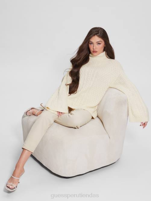 GUESS suéter wendi de ochos con cuello alto mujer 0P8X1574 paloma blanca vestir