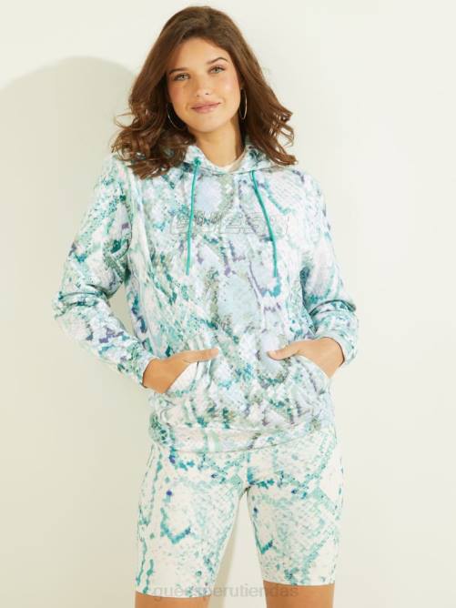 GUESS sudadera con capucha collyn mujer 0P8X2528 pitón moderno esmeralda com vestir