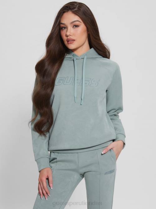 GUESS sudadera con capucha eufemia de gamuza sintética mujer 0P8X1979 gris completo vestir