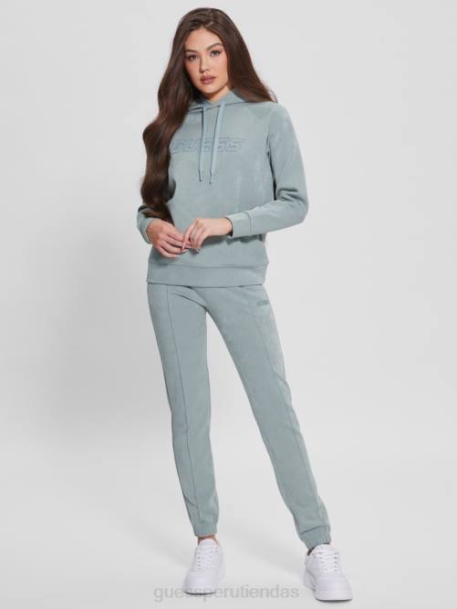 GUESS sudadera con capucha eufemia de gamuza sintética mujer 0P8X1979 gris completo vestir