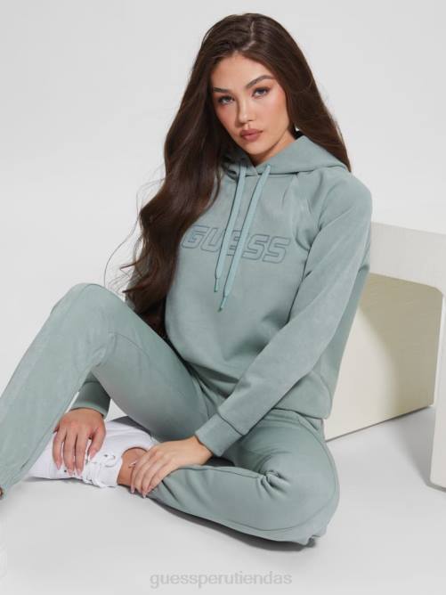 GUESS sudadera con capucha eufemia de gamuza sintética mujer 0P8X1979 gris completo vestir