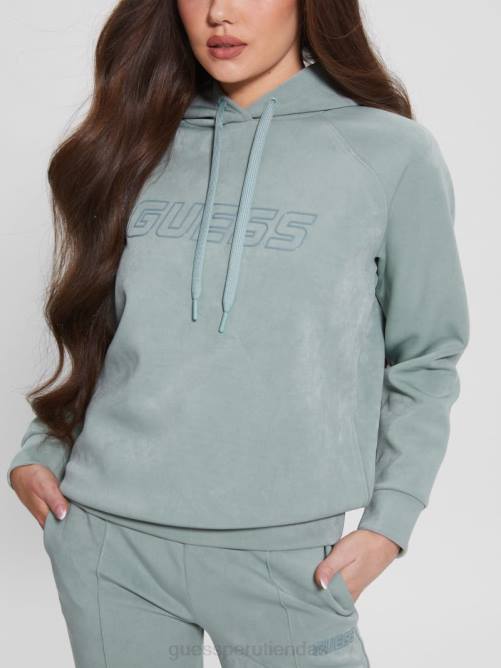 GUESS sudadera con capucha eufemia de gamuza sintética mujer 0P8X1979 gris completo vestir