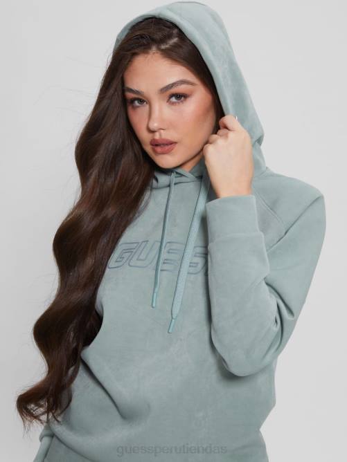 GUESS sudadera con capucha eufemia de gamuza sintética mujer 0P8X1979 gris completo vestir