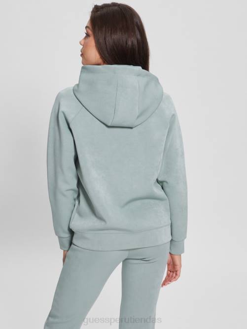 GUESS sudadera con capucha eufemia de gamuza sintética mujer 0P8X1979 gris completo vestir