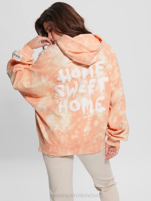 GUESS sudadera con capucha "hogar dulce hogar" mujer 0P8X1817 hola melocotón multi vestir