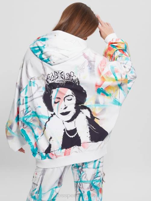 GUESS sudadera con capucha y gráfico de reina mujer 0P8X1901 impresión de arte callejero vestir