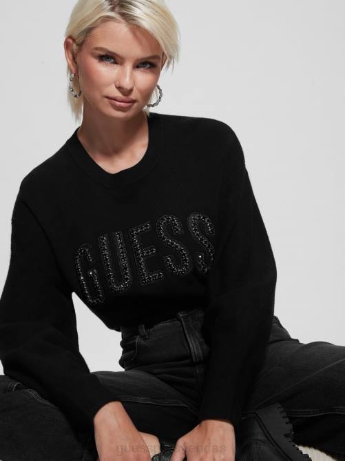 GUESS sudadera con logo estelle mujer 0P8X1659 negro vestir