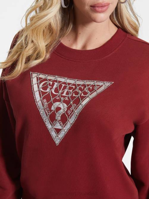 GUESS sudadera con logo y malla de cristales mujer 0P8X1708 jugo de remolacha rojo vestir