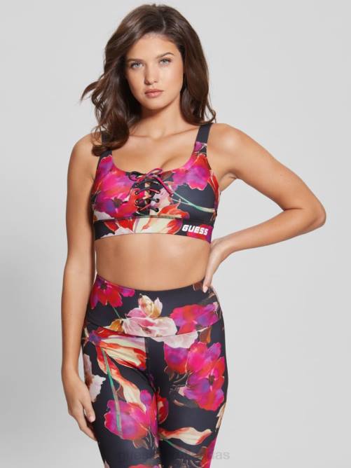 GUESS sujetador deportivo eco corine active mujer 0P8X1694 flujo macro rosa y negro vestir