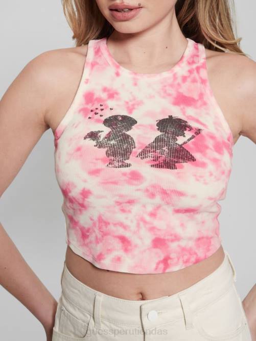 GUESS camiseta sin mangas con gráfico de niño y niña mujer 0P8X1339 llamativo rosa fucsia mul vestir
