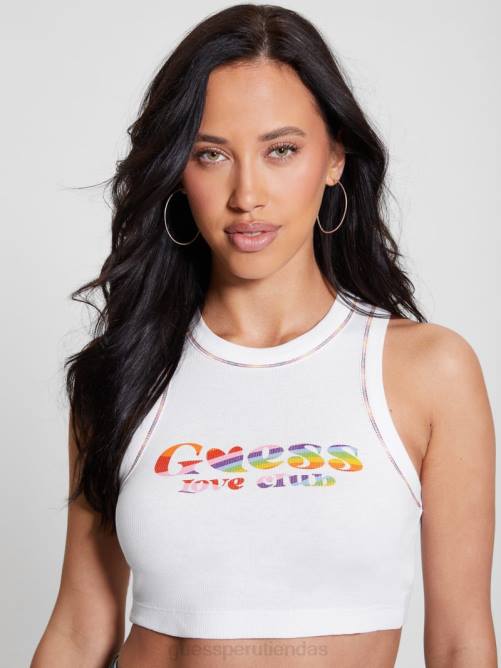 GUESS playeras de eco love mujer 0P8X1054 blanco puro vestir