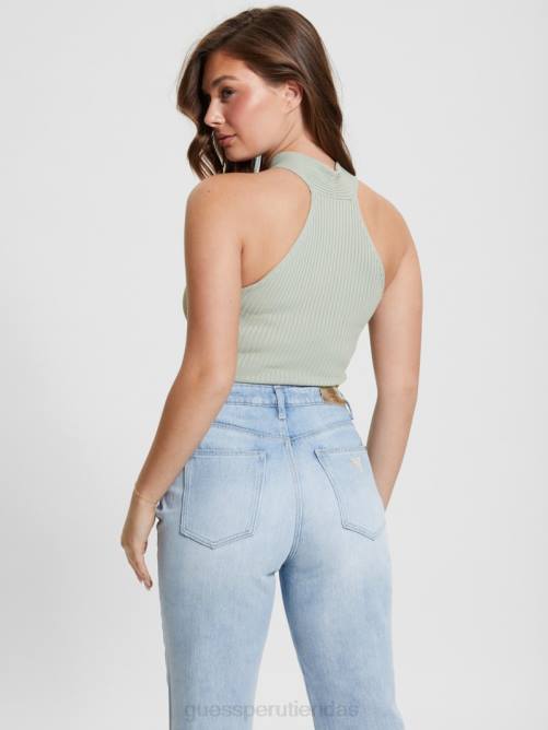 GUESS suéter claire top corto con cuello halter mujer 0P8X929 helecho polvoriento vestir