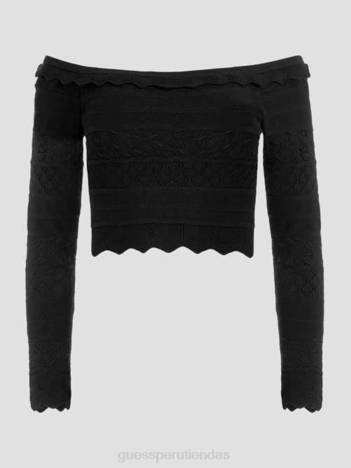 GUESS suéter con detalle de pointelle ecológica mujer 0P8X1508 negro vestir