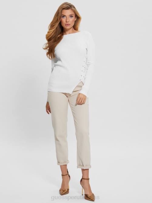 GUESS suéter irmine con cuello redondo mujer 0P8X1613 blanco crema vestir