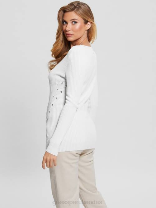 GUESS suéter irmine con cuello redondo mujer 0P8X1613 blanco crema vestir