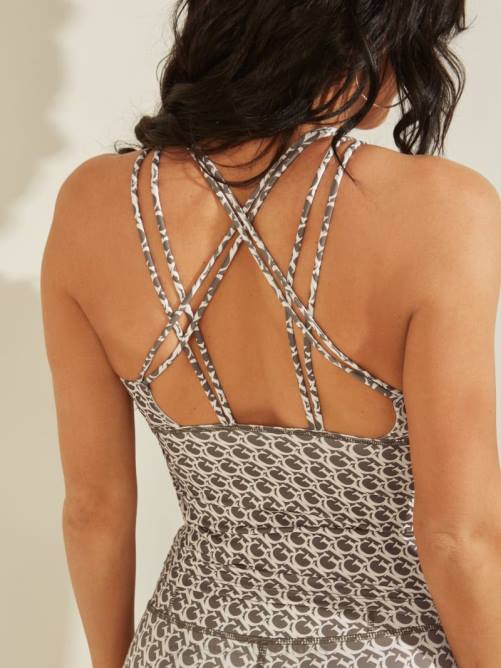 GUESS top activo con logo de caitlin mujer 0P8X2520 allover gj marrón claro vestir