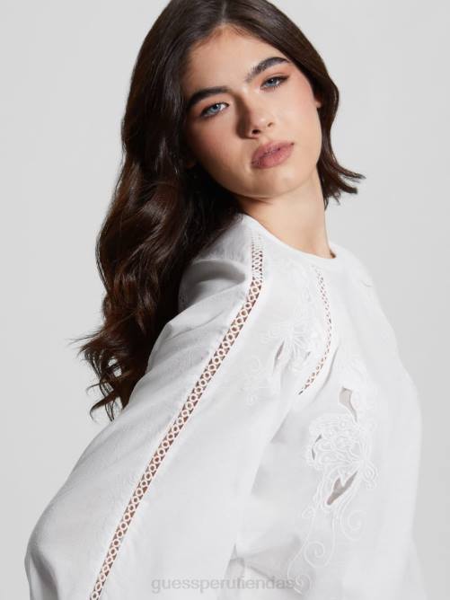 GUESS top bordado iba mujer 0P8X1317 blanco puro vestir