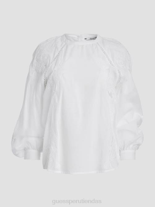 GUESS top bordado iba mujer 0P8X1317 blanco puro vestir