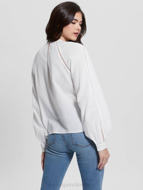 GUESS top bordado iba mujer 0P8X1317 blanco puro vestir