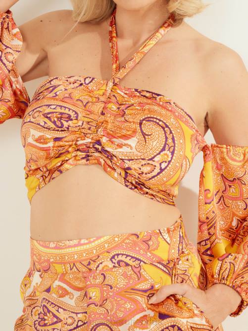 GUESS top cabo paisley con hombros descubiertos mujer 0P8X1612 cabo paisley vestir