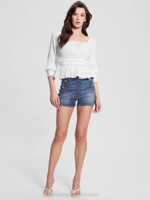 GUESS top cassi con hombros descubiertos mujer 0P8X1035 blanco puro vestir