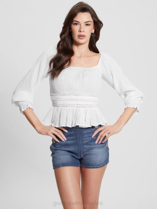 GUESS top cassi con hombros descubiertos mujer 0P8X1035 blanco puro vestir