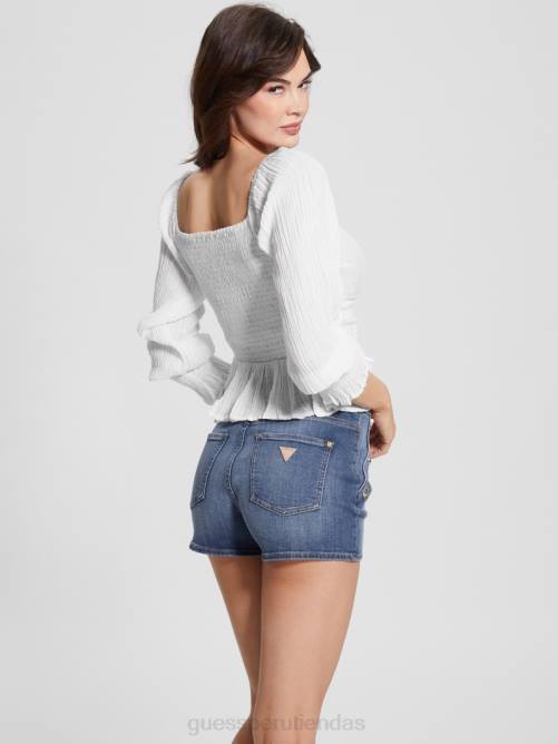 GUESS top cassi con hombros descubiertos mujer 0P8X1035 blanco puro vestir