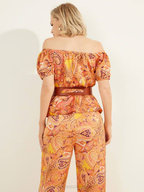 GUESS top con hombros descubiertos y estampado Penny mujer 0P8X1443 cabo paisley vestir