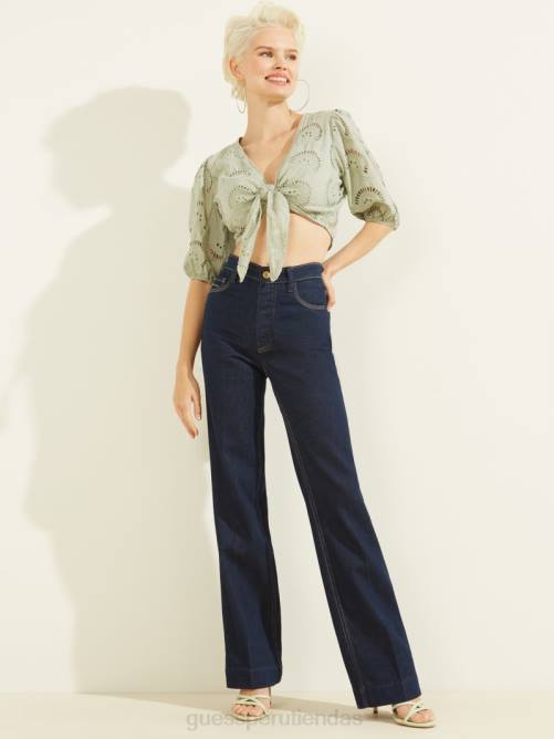 GUESS top con ojales silvia mujer 0P8X1548 matcha ligero vestir