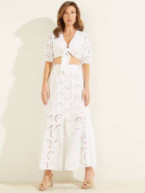 GUESS top con ojales silvia mujer 0P8X1589 blanco puro vestir