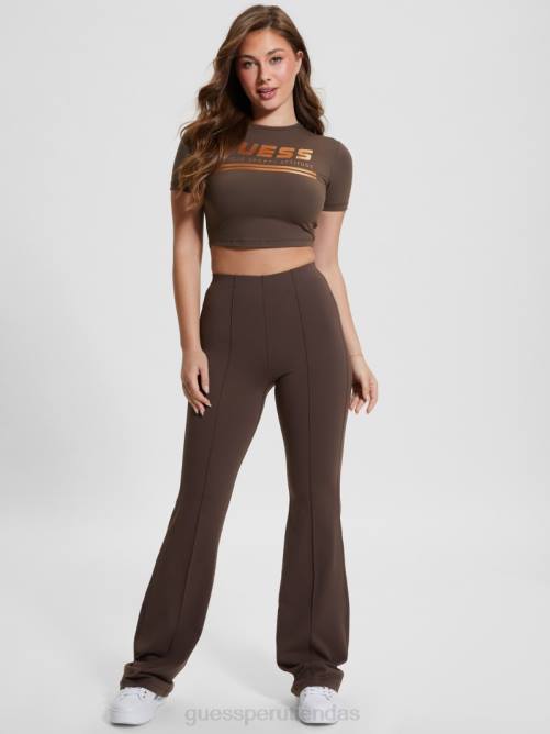 GUESS top corto activo aggie mujer 0P8X1068 café oscuro vestir