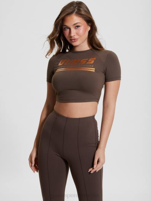 GUESS top corto activo aggie mujer 0P8X1068 café oscuro vestir