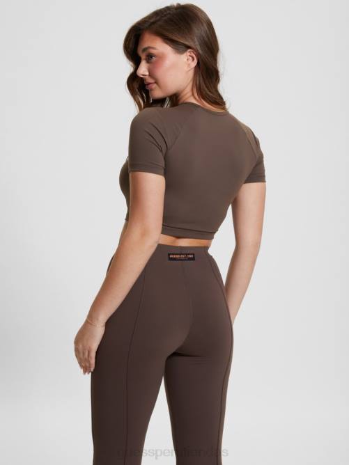 GUESS top corto activo aggie mujer 0P8X1068 café oscuro vestir