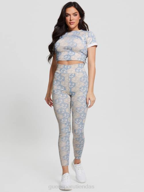 GUESS top corto activo eco g-cube mujer 0P8X1411 gcube trazo pequeño azul vestir