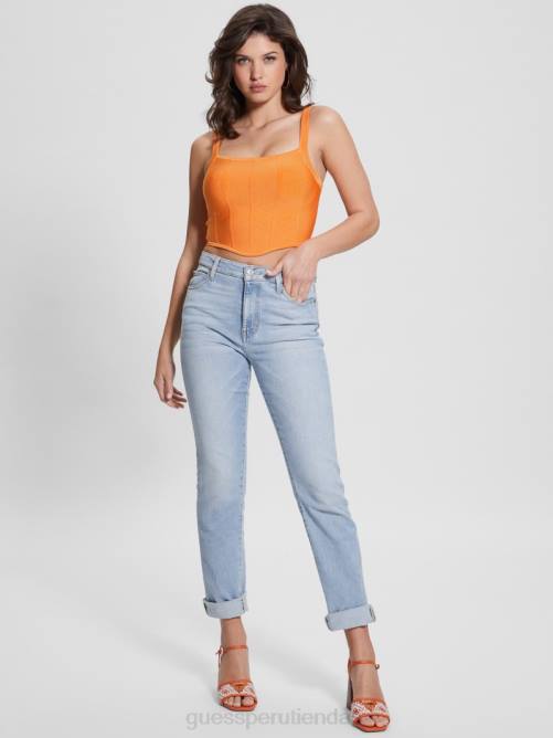 GUESS top corto con corsé Oasis Mirage mujer 0P8X948 piedra del sol vestir