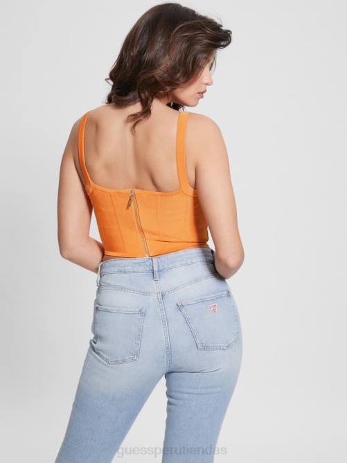 GUESS top corto con corsé Oasis Mirage mujer 0P8X948 piedra del sol vestir