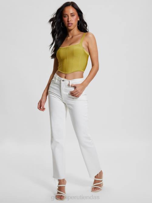 GUESS top corto con corsé Oasis Mirage mujer 0P8X958 verde perpetuo vestir