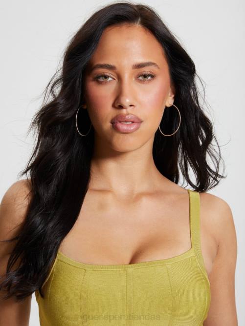 GUESS top corto con corsé Oasis Mirage mujer 0P8X958 verde perpetuo vestir