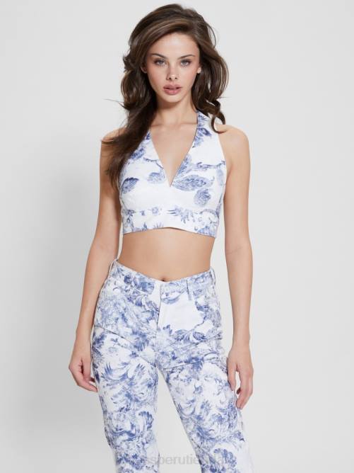 GUESS top corto con estampado floral thalia mujer 0P8X107 flor de porcelana vestir