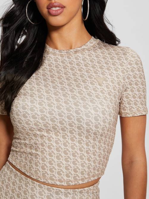 GUESS top corto con logomanía ecológica mujer 0P8X1135 pequeño gj marrón vestir