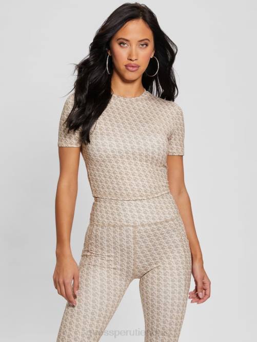 GUESS top corto con logomanía ecológica mujer 0P8X1135 pequeño gj marrón vestir