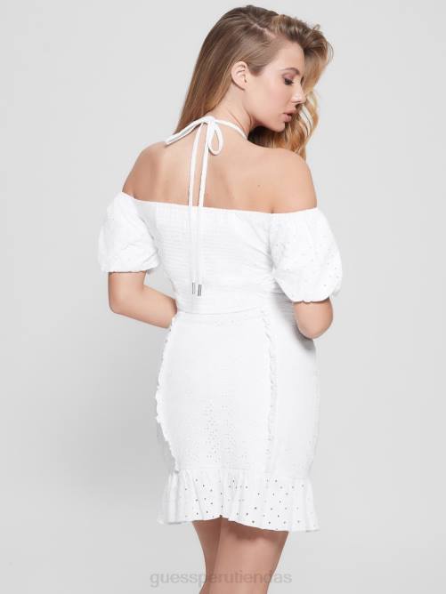 GUESS top corto con ojales aini mujer 0P8X1138 blanco puro vestir