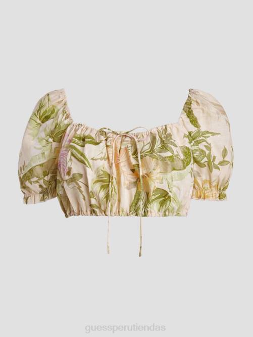 GUESS top corto de lino eco mayara mujer 0P8X1568 hibisco reliquia vestir