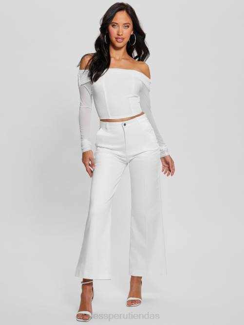 GUESS top corto de manga larga eve mujer 0P8X922 pur blanco vestir