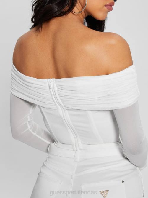 GUESS top corto de manga larga eve mujer 0P8X922 pur blanco vestir