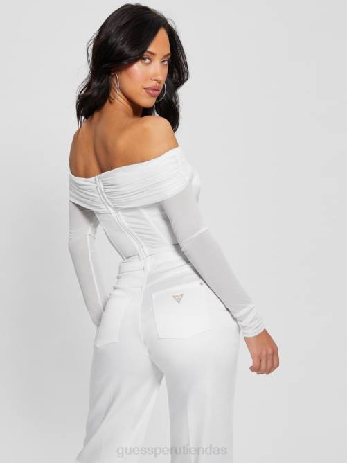 GUESS top corto de manga larga eve mujer 0P8X922 pur blanco vestir