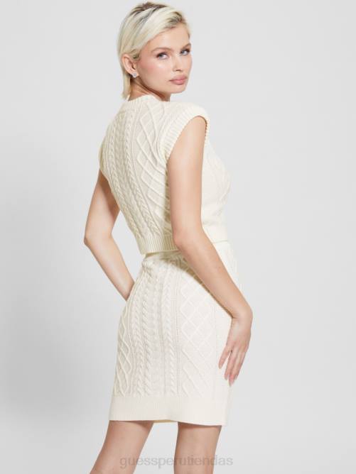 GUESS top corto de punto joya eco sabine mujer 0P8X1018 blanco crema vestir